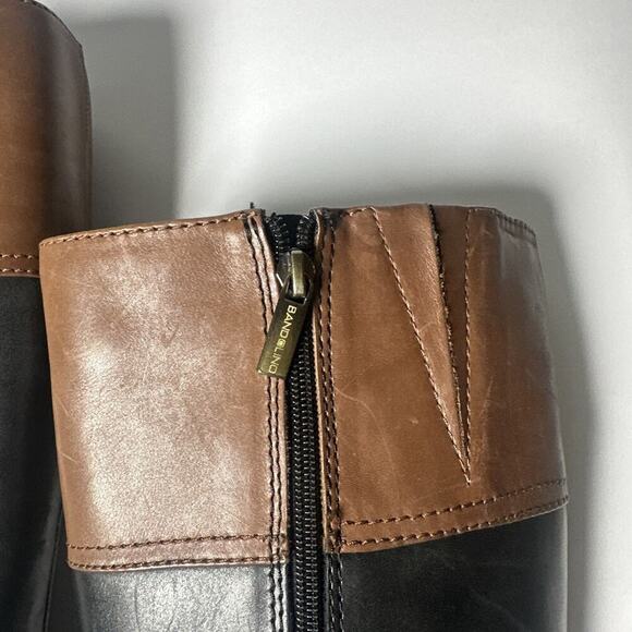 Bandolino Black Brown Leather Buckle Knee High Boots Women's Size 9.5 Equestrian - Picture 6 of 11